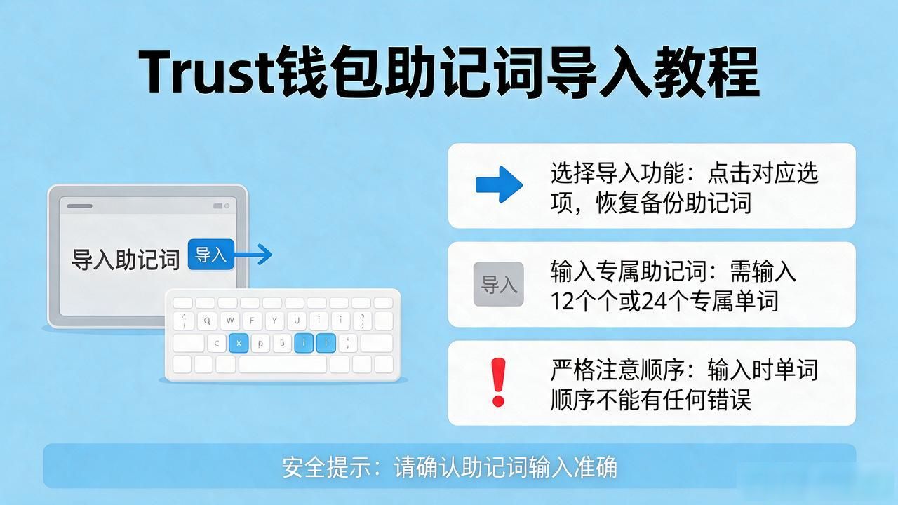 Trust钱包导入助记词教程 手把手教你恢复钱包