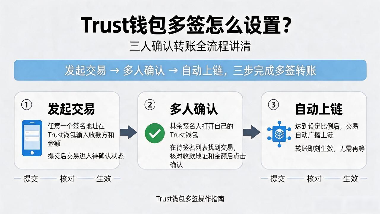 Trust钱包多签怎么设置？三人确认转账全流程讲清
