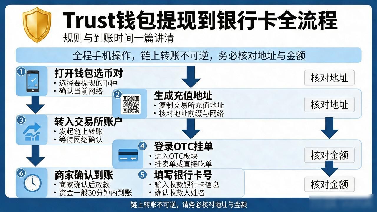 Trust钱包怎么提现到银行卡?规则和到账时间一篇讲清