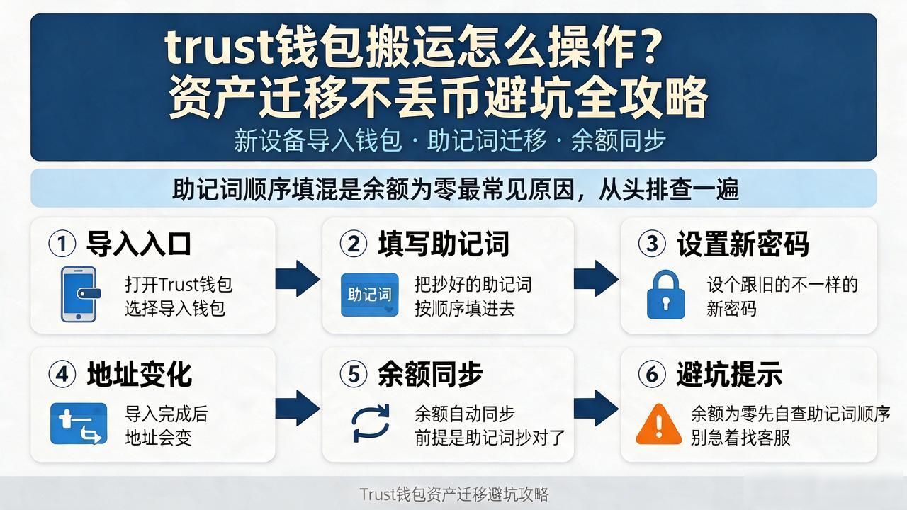 trust钱包搬运怎么操作？资产迁移不丢币避坑全攻略