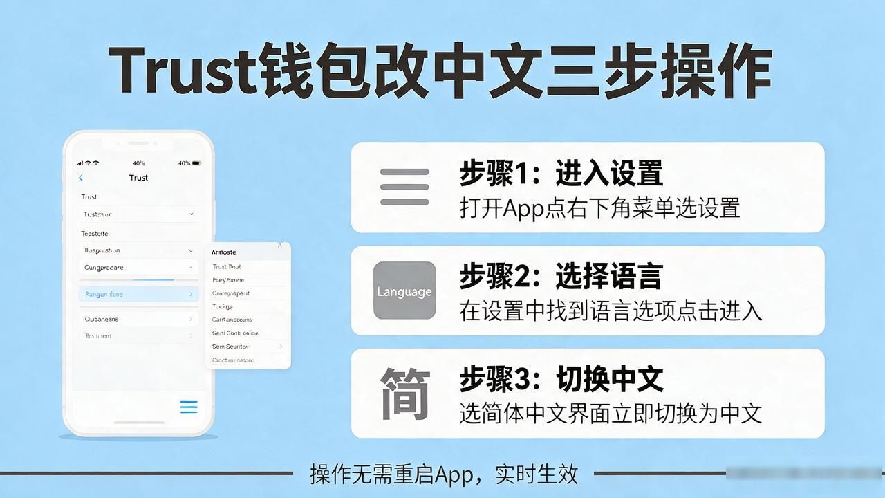 Trust钱包变英文怎么办?三步操作快速改回中文